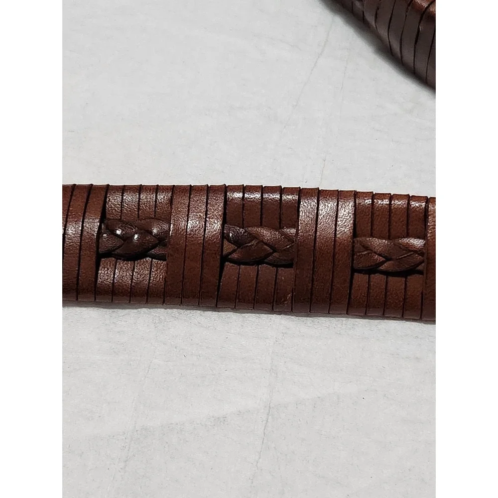 New Vintage Men's Brown Braided 42 Leather Belt Boho Western GH BASS NWT